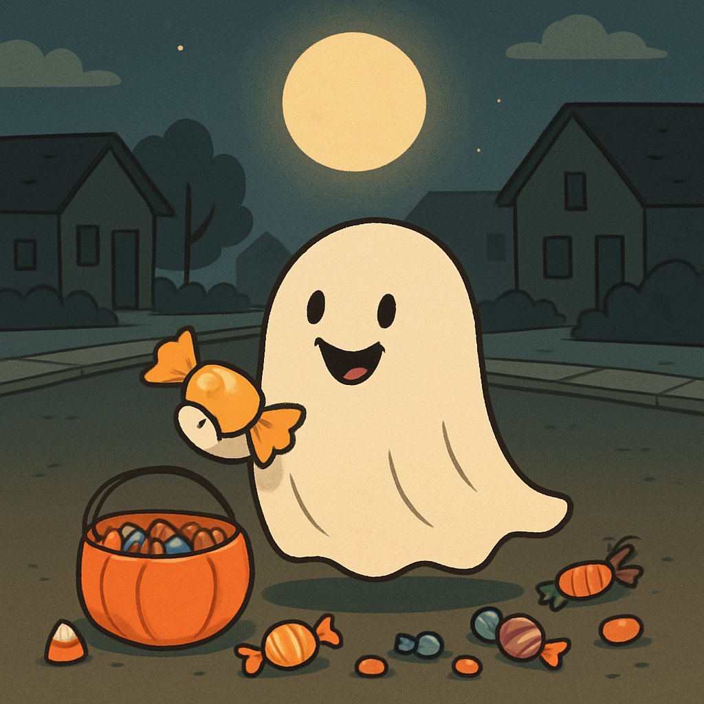 Ghost enjoying sweets
