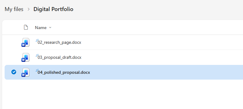 Click {{code:04_polished_proposal}} to open it in Word Online.