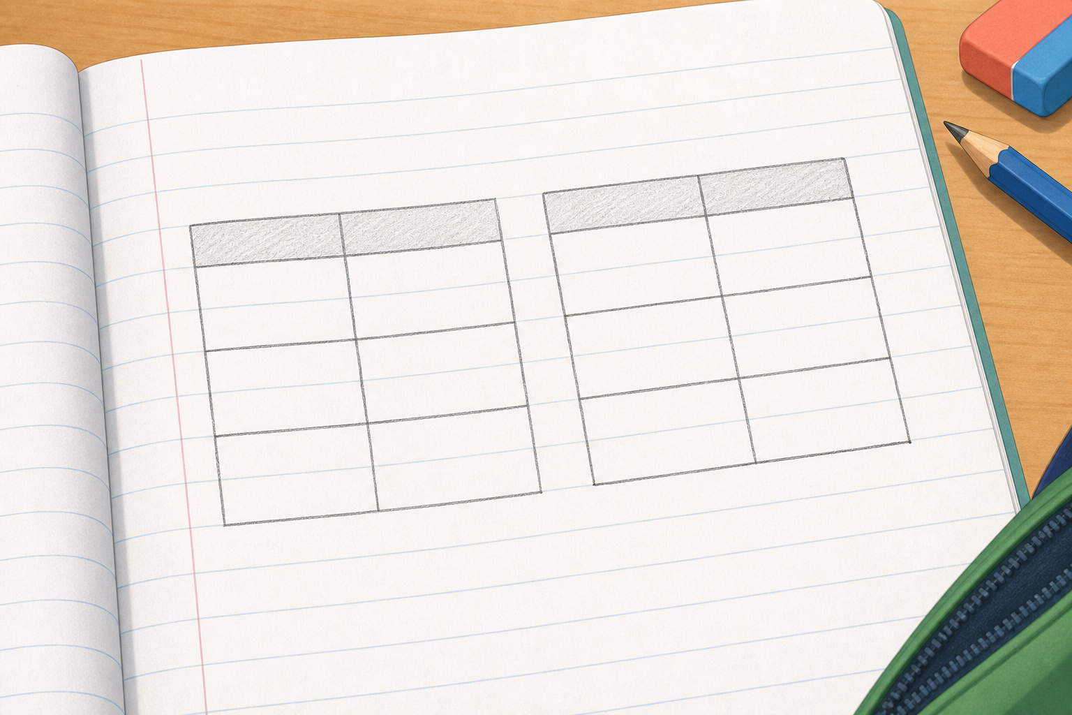 Illustration for Draw the Tables in Your Copy