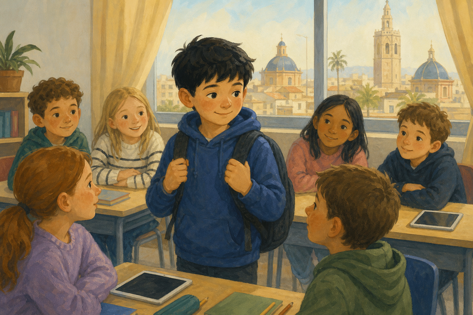Illustration for A new classmate in Valencia