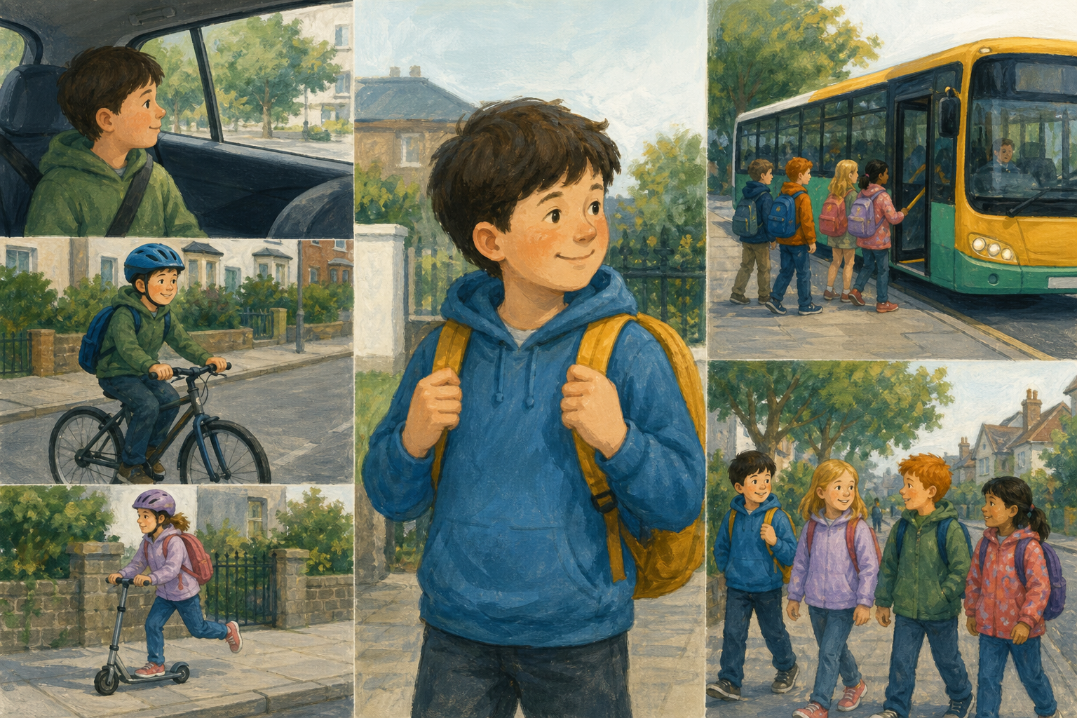 Illustration for How do you get to school?