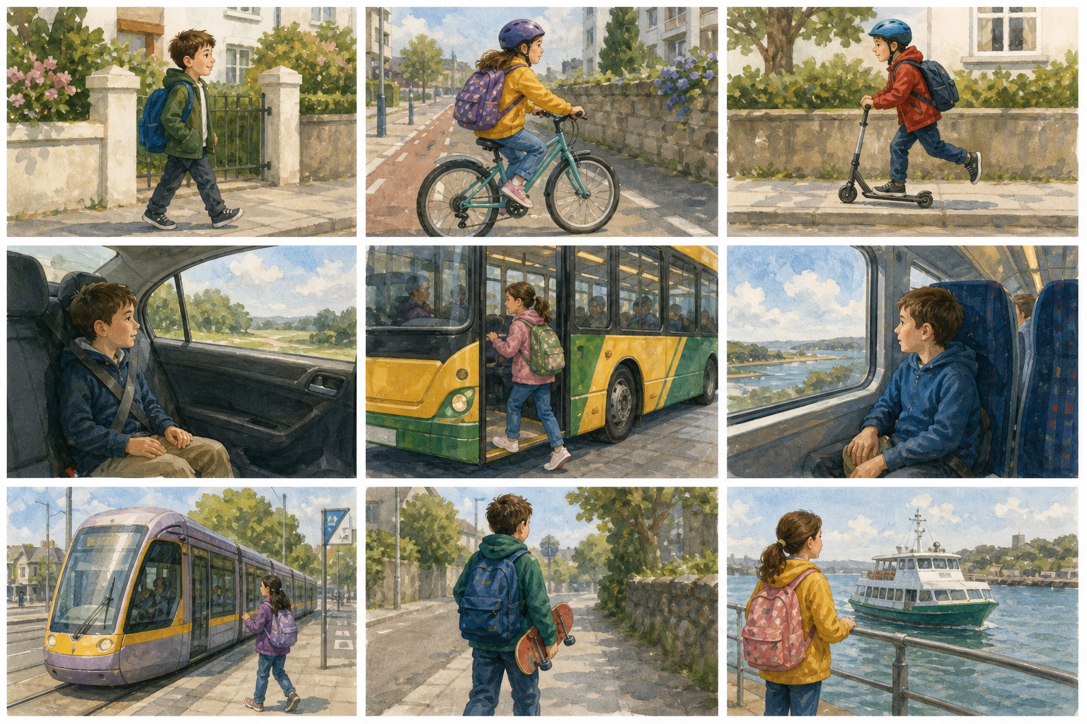 Illustration for How do you get to school?
