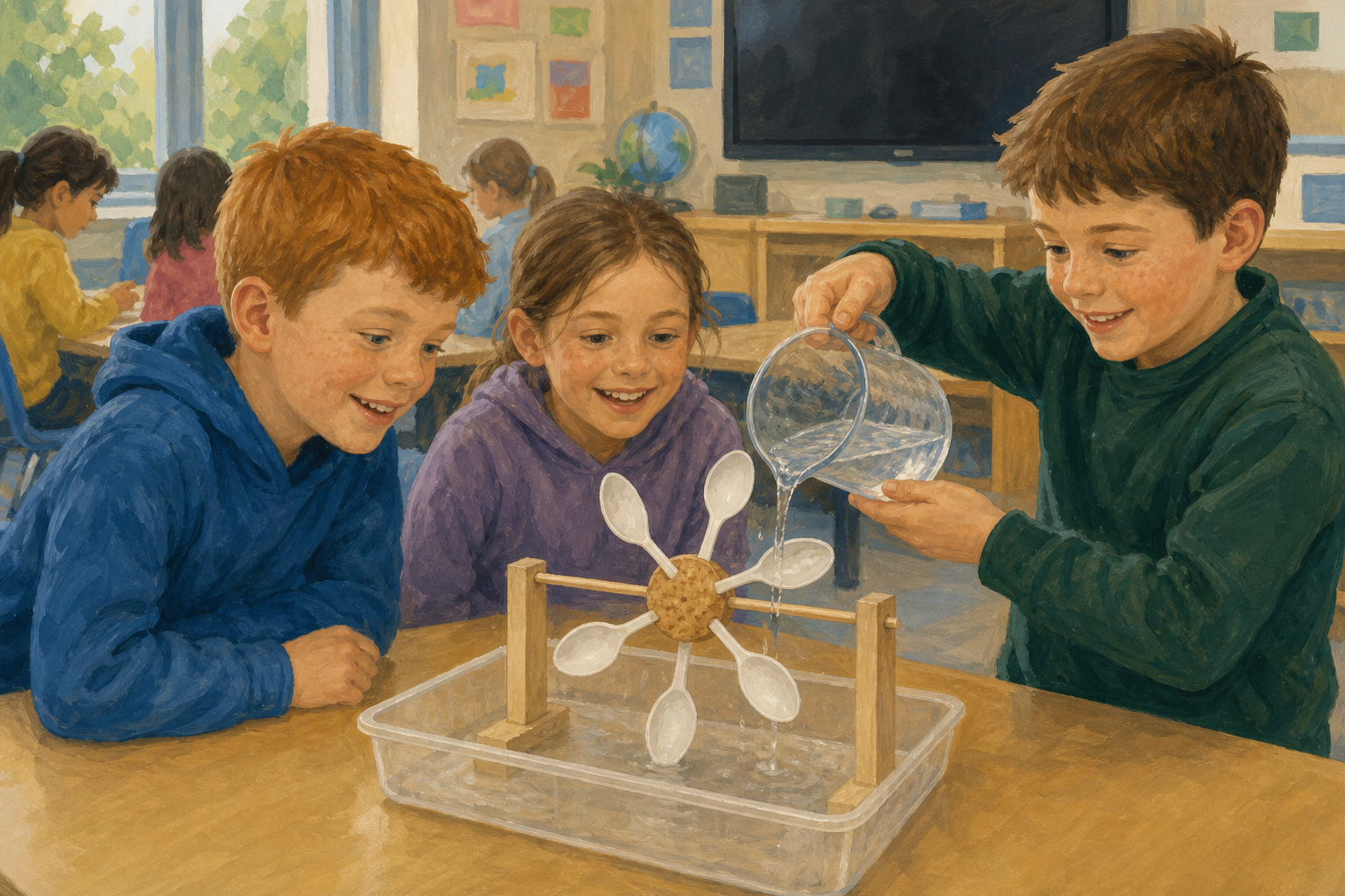 Illustration for Build a water wheel