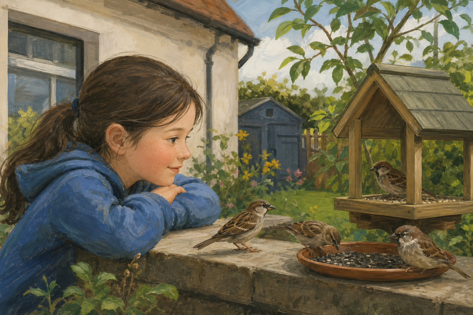 Illustration for Birds in the yard