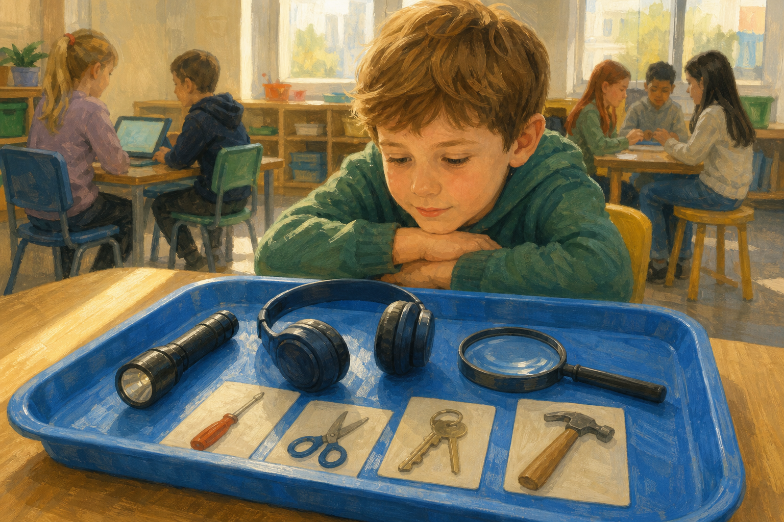 Illustration for Handle the technology tray