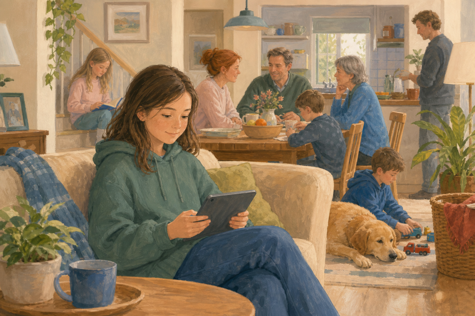 Illustration for How many at home?