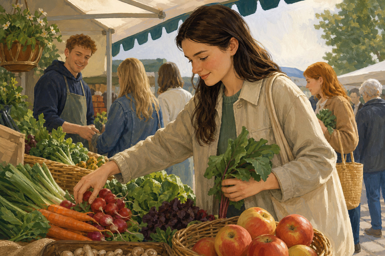 Illustration for At the market stall