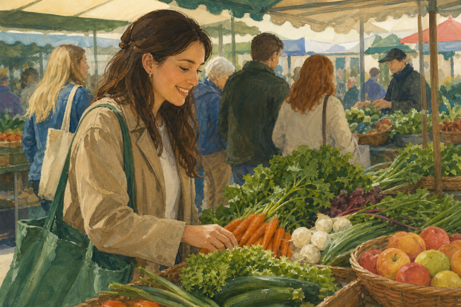Illustration for At the market stall