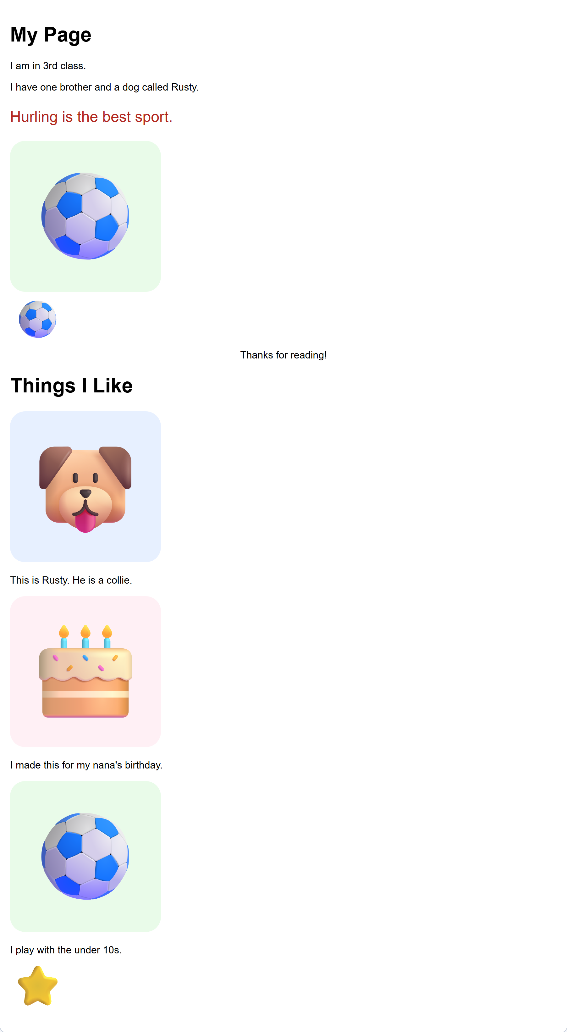 the finished page you are building today