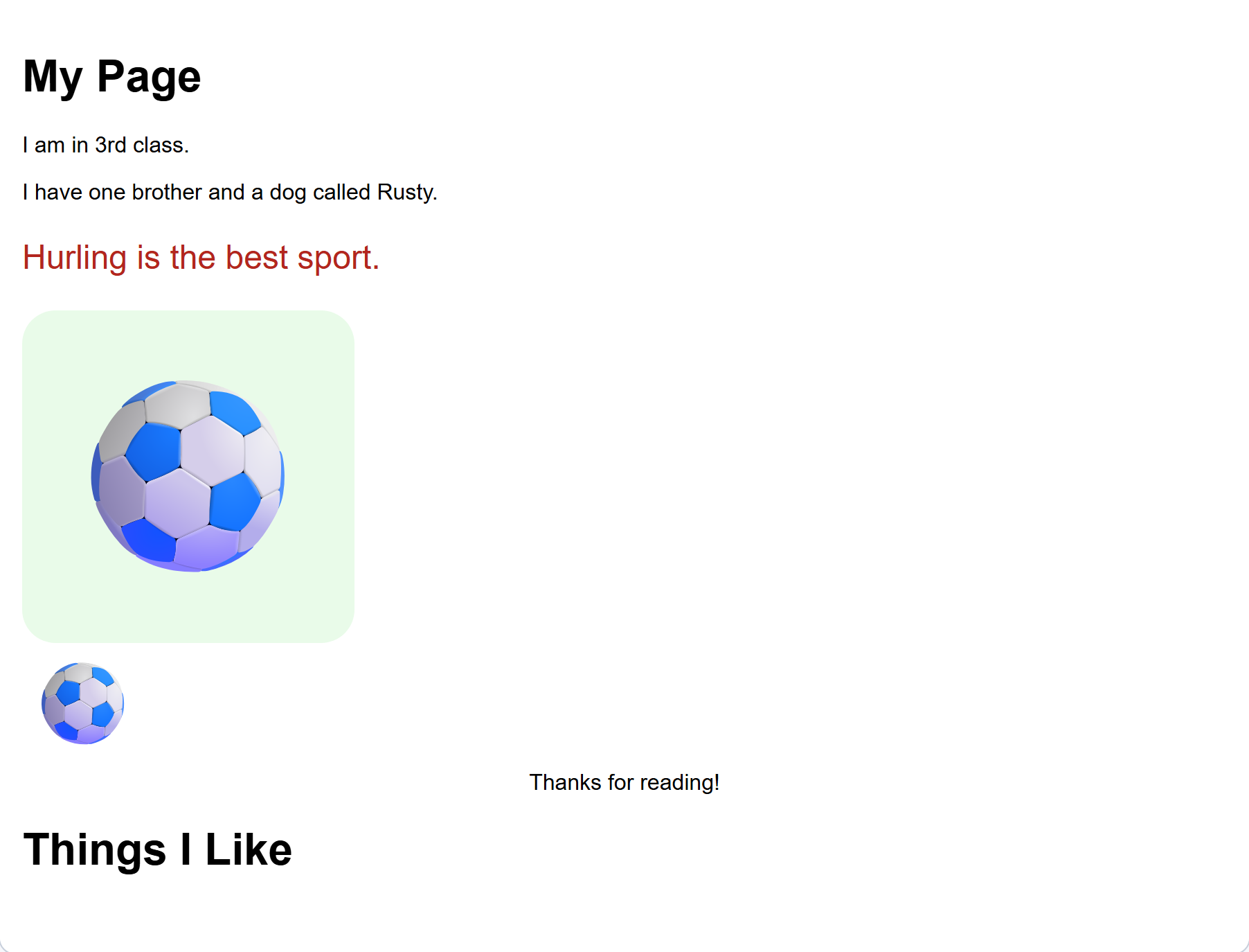how your page should look after this step