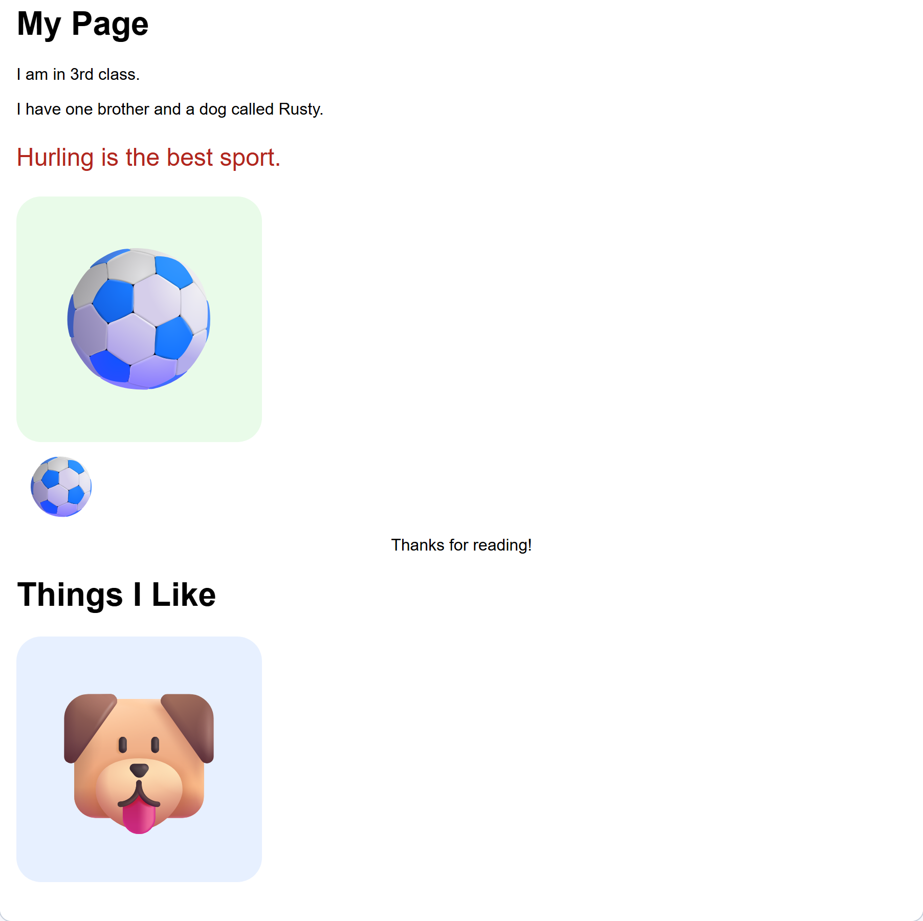 how your page should look after this step