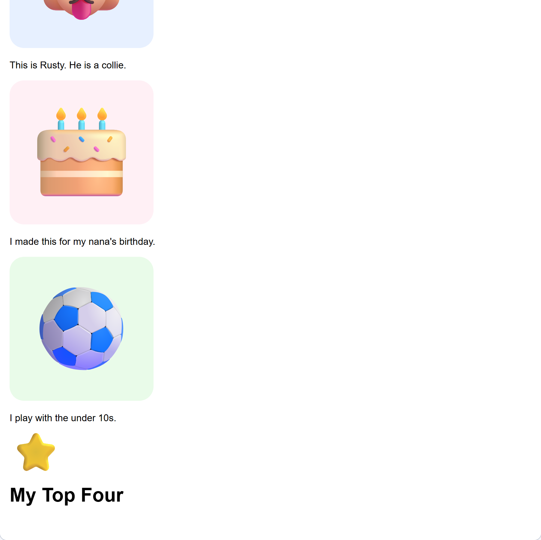 how your page should look after this step