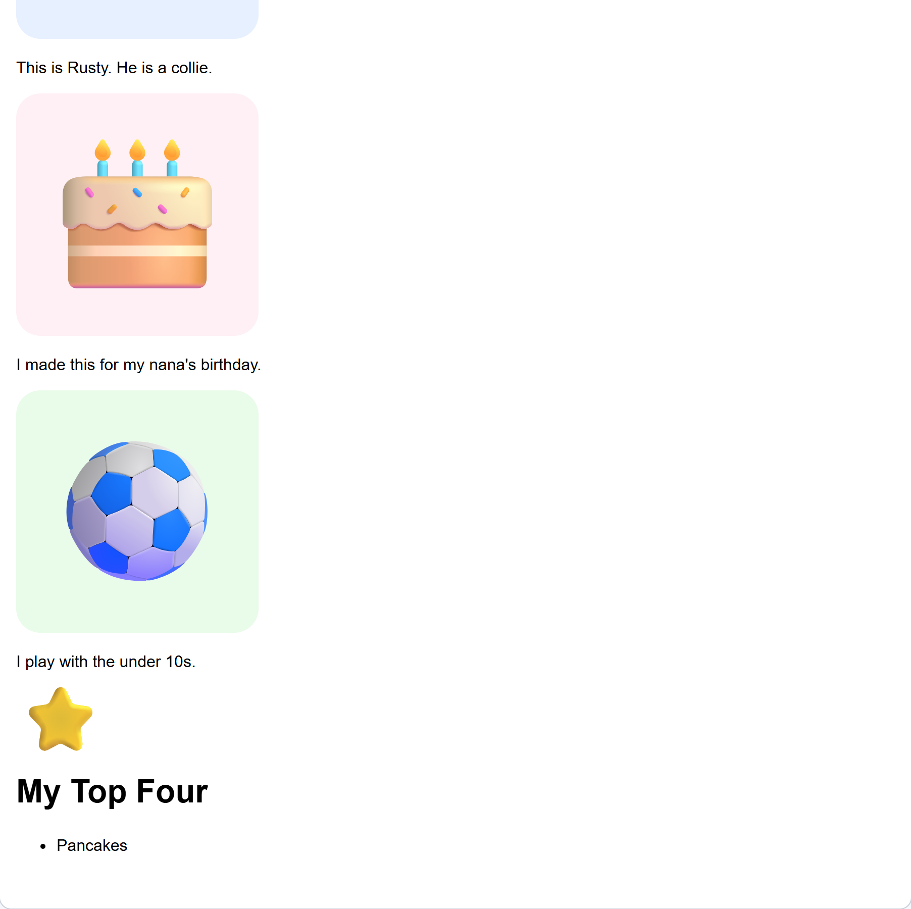 how your page should look after this step
