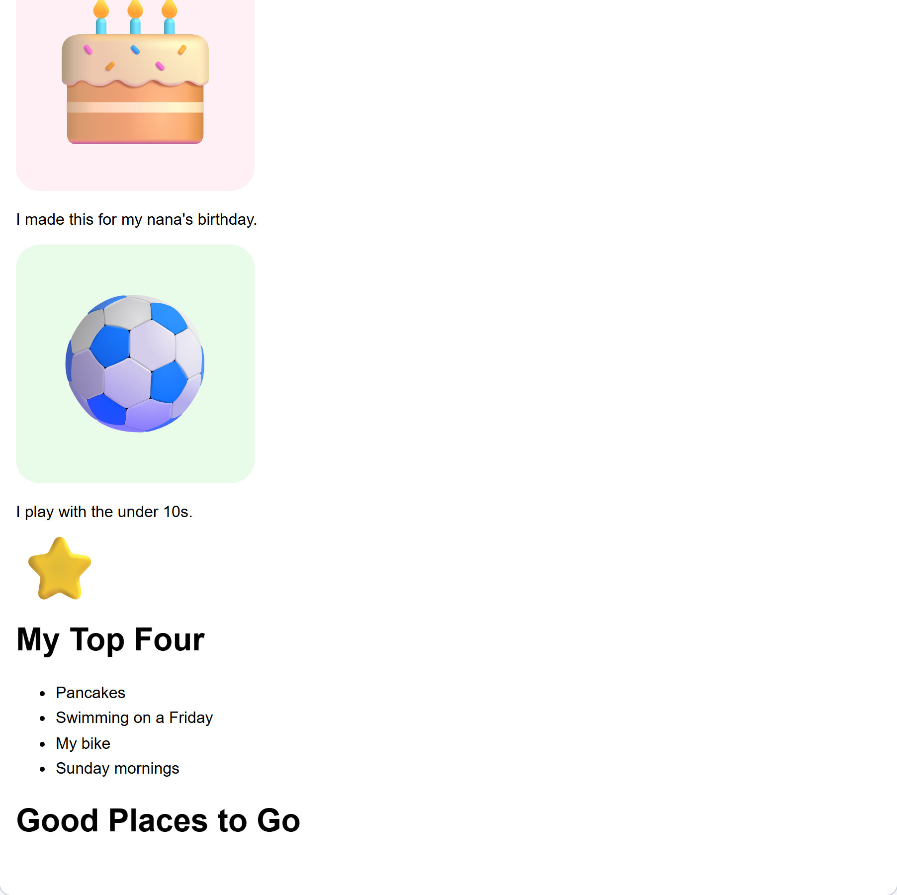 how your page should look after this step