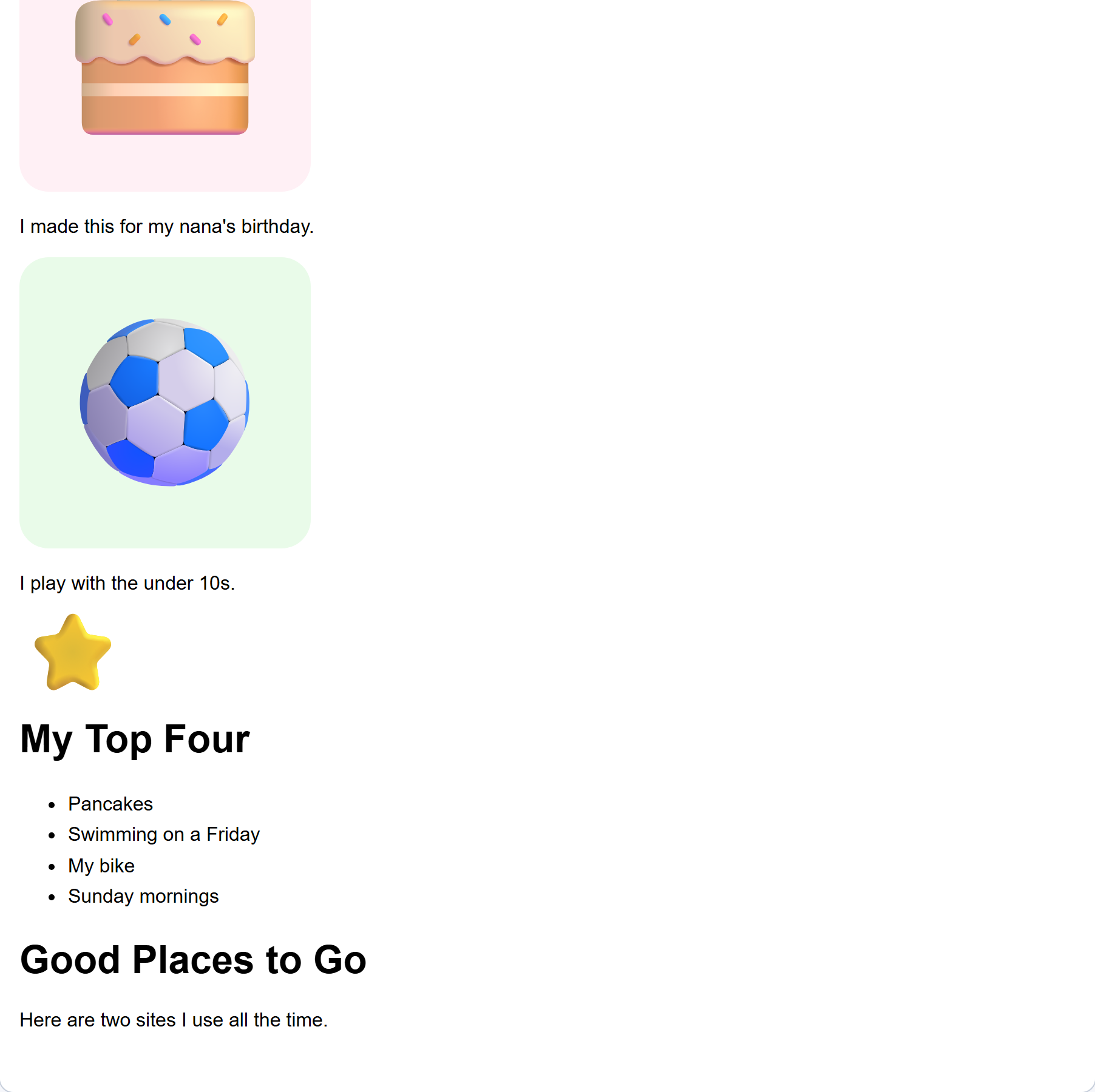 how your page should look after this step