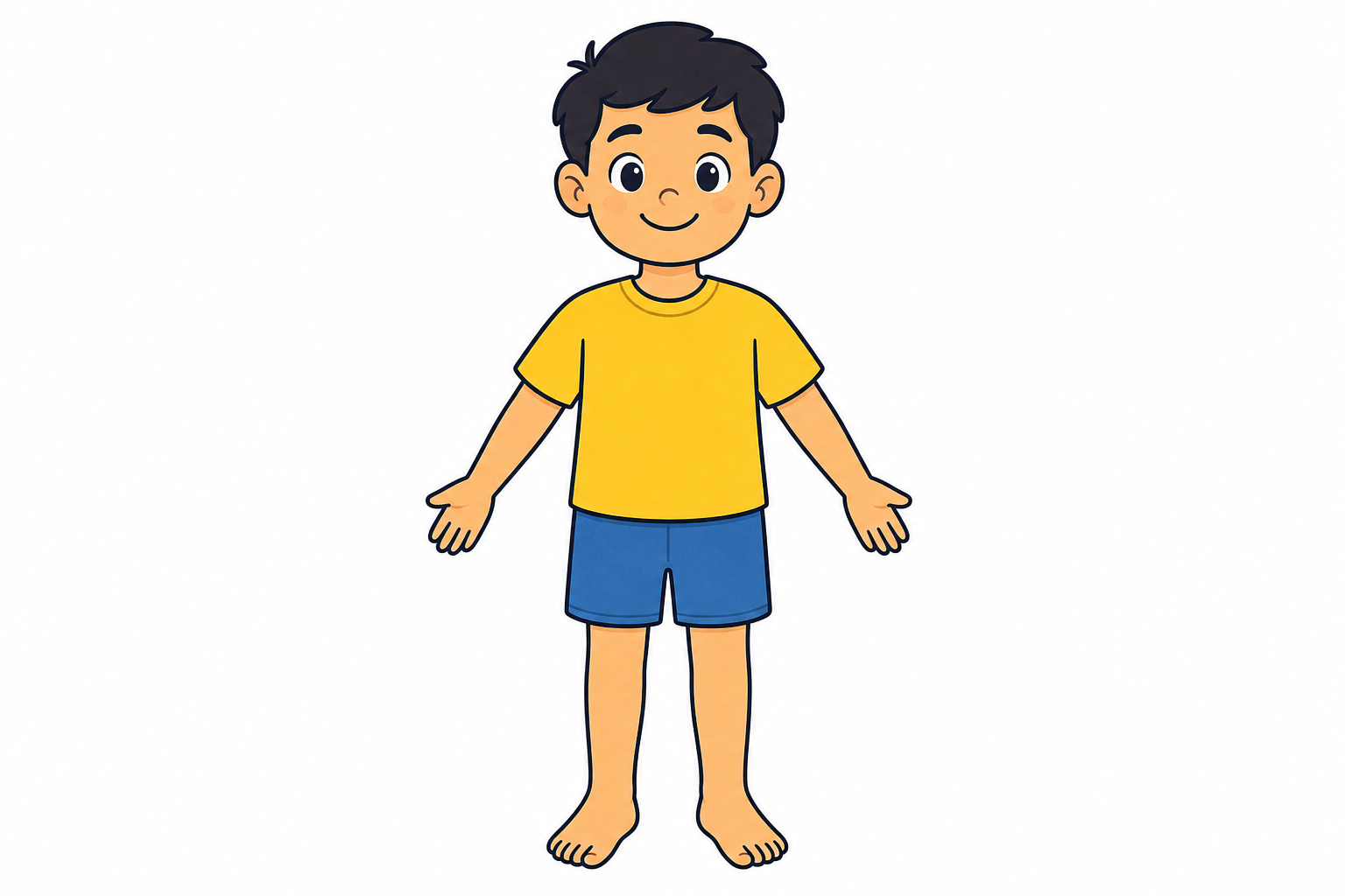 Whole child's body front on, the parts to be named today