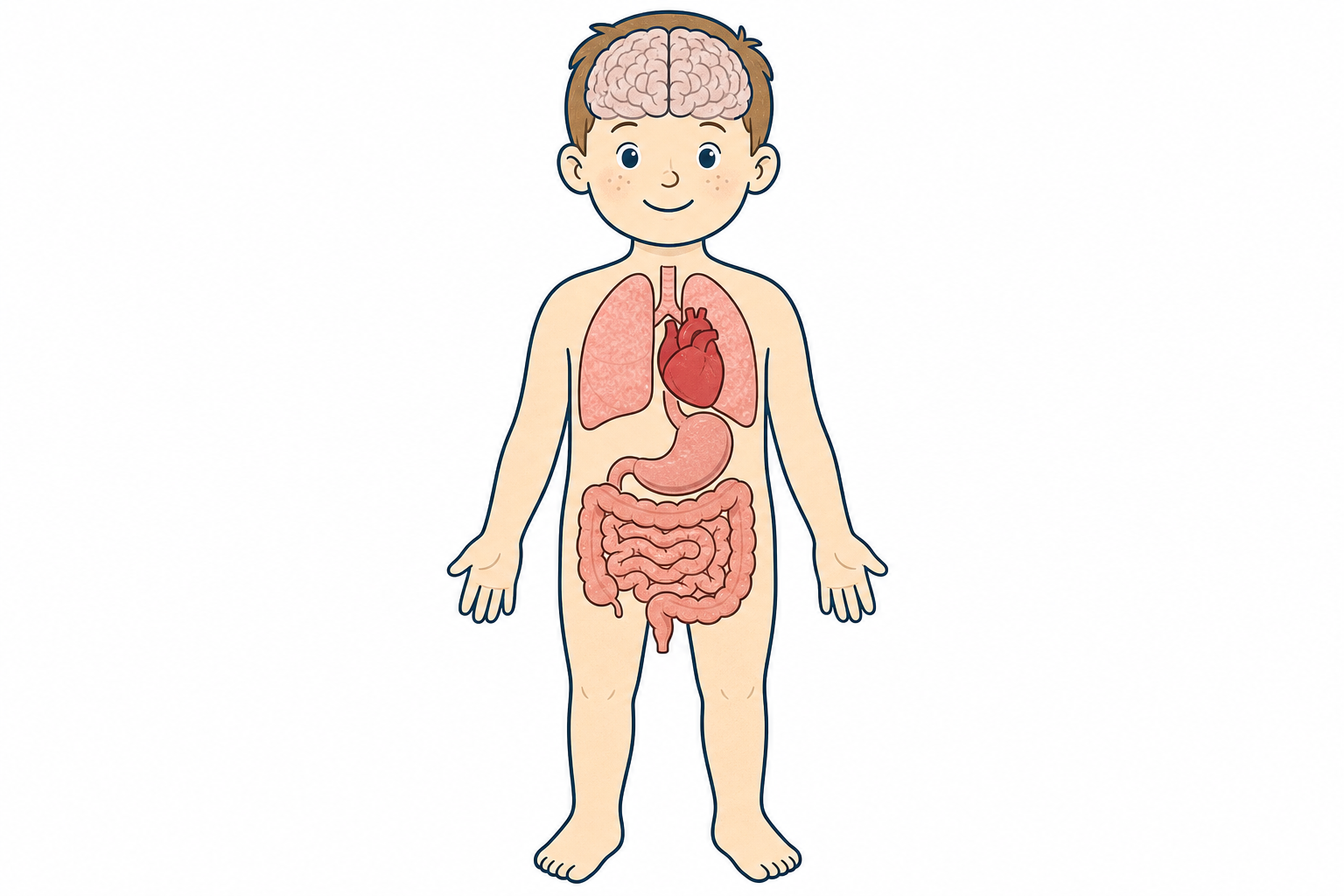Where each of the five organs really sits inside a child's body