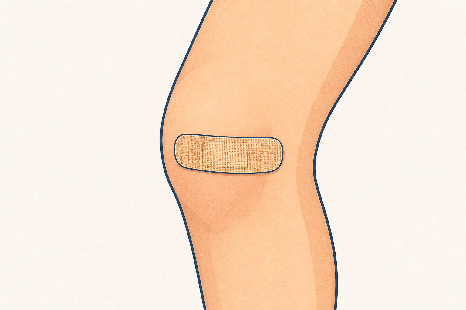 A sore knee with a plaster, the part a helper would treat