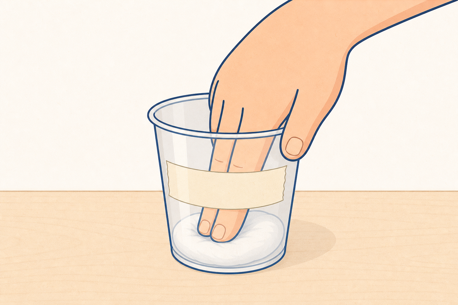 First build stage: cotton wool pad placed in the cup