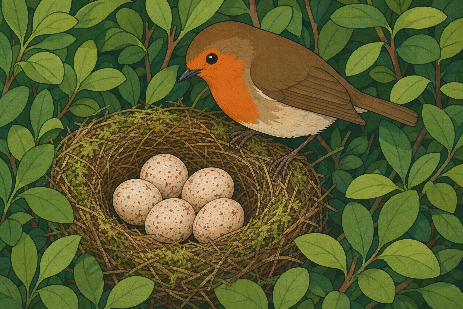 The robin's spring nest and eggs the opening question is about