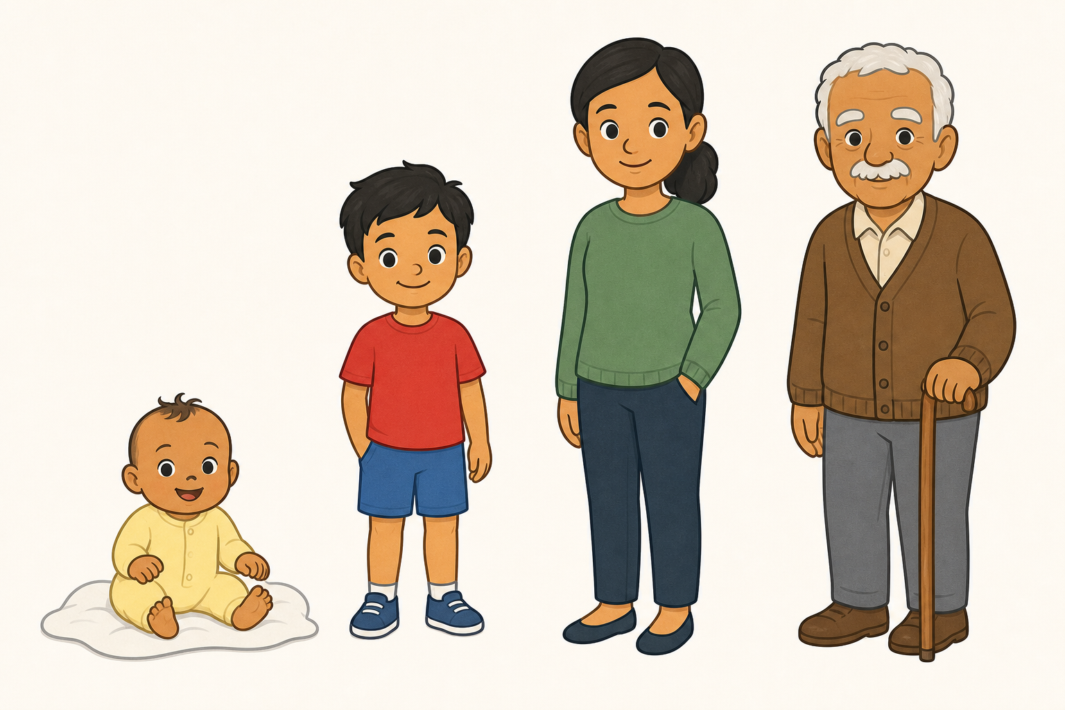 All four people side by side from tiniest to oldest