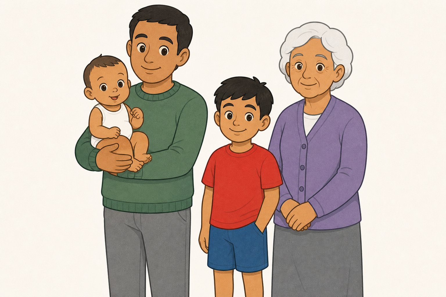 Real family of different ages together for children to compare