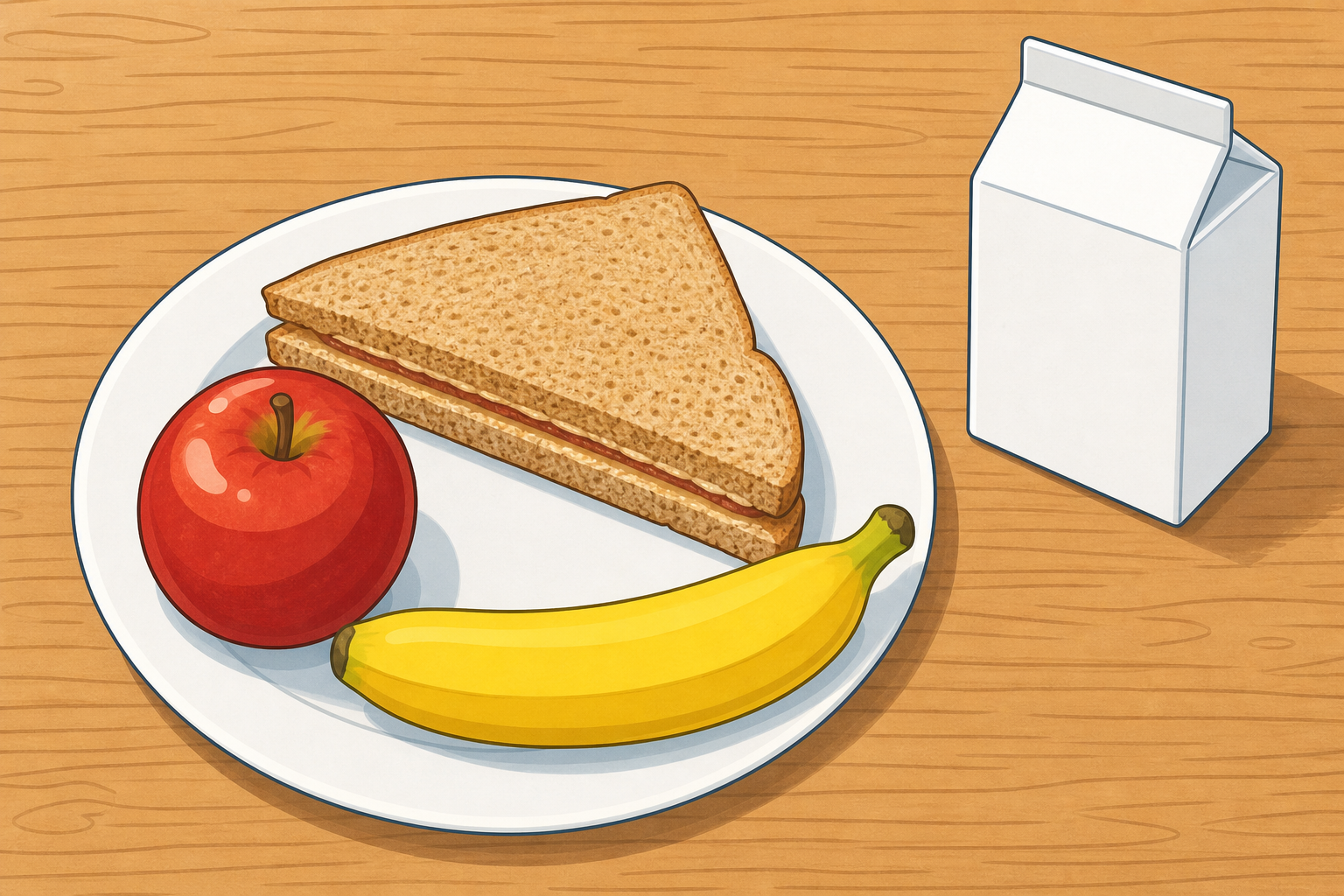Real everyday food, the fuel the lesson is about, shown plainly and close