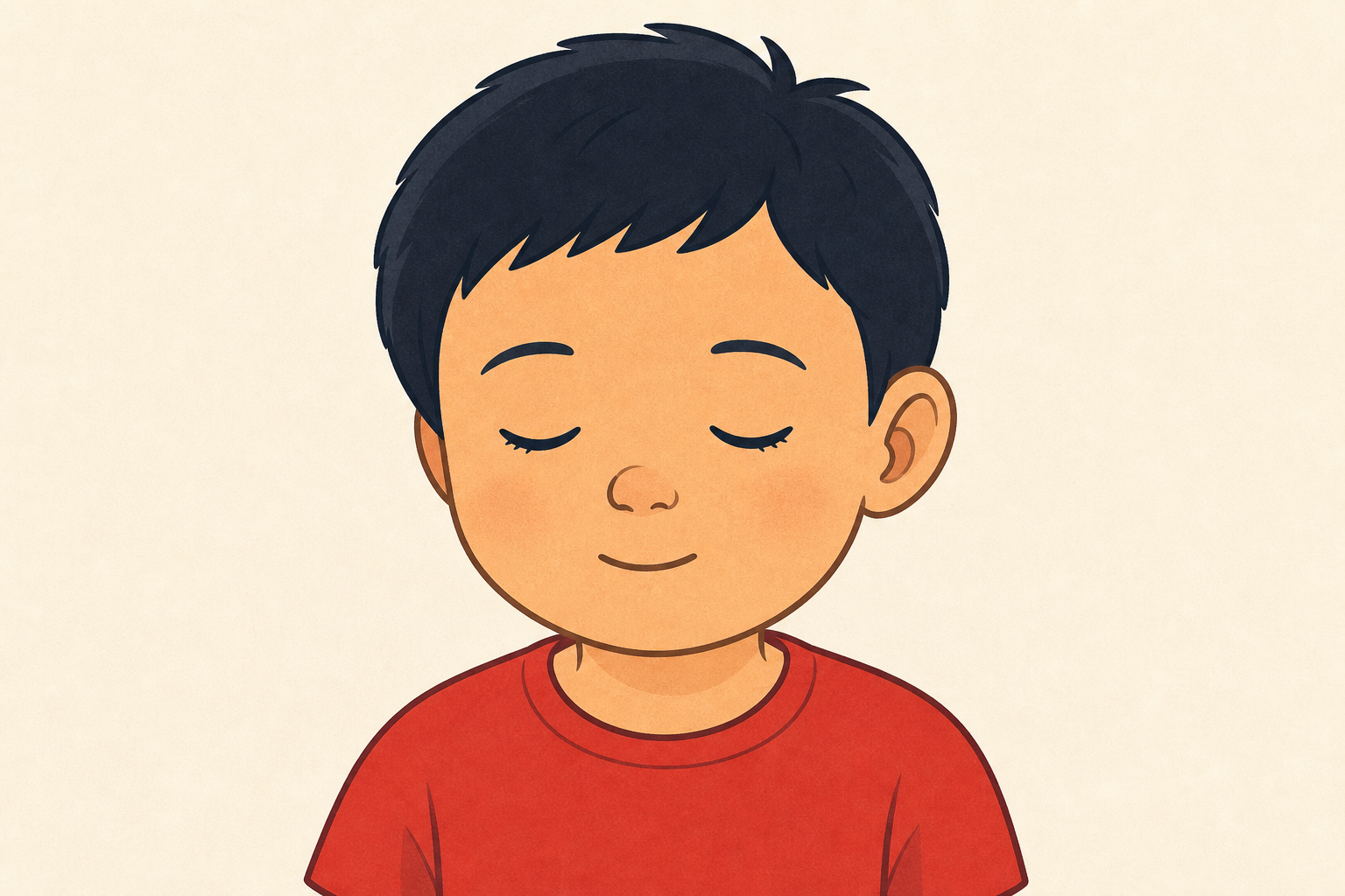 Close face with eyes shut, the sense organs the lesson is about