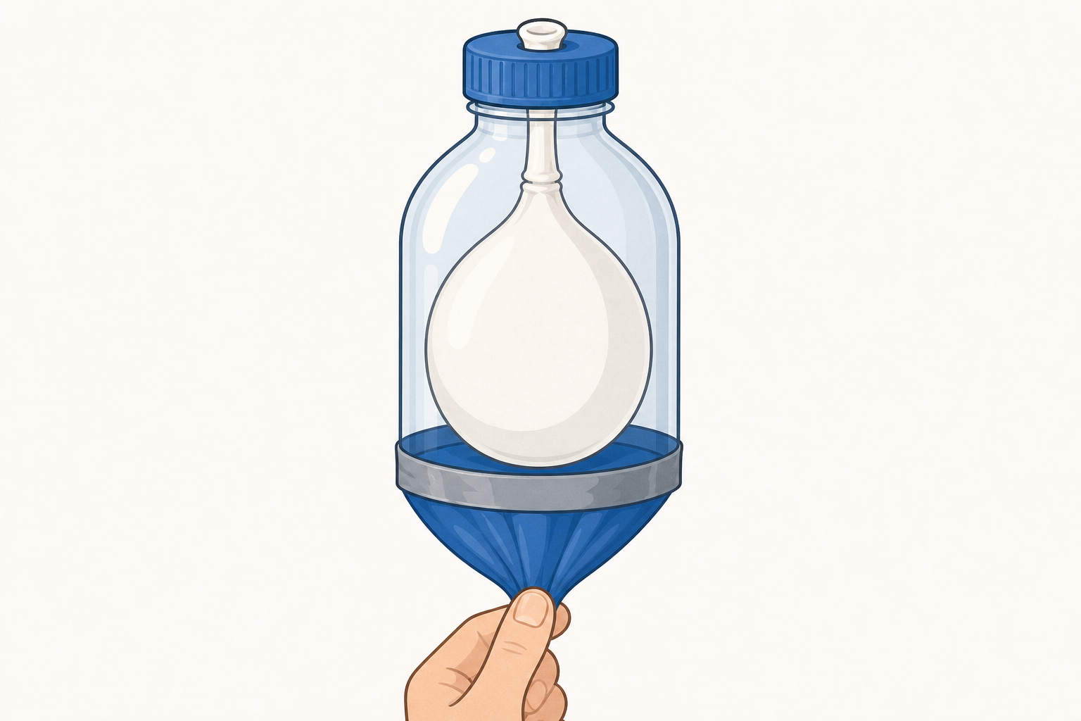 Sheet pulled down and lung balloon filling with air