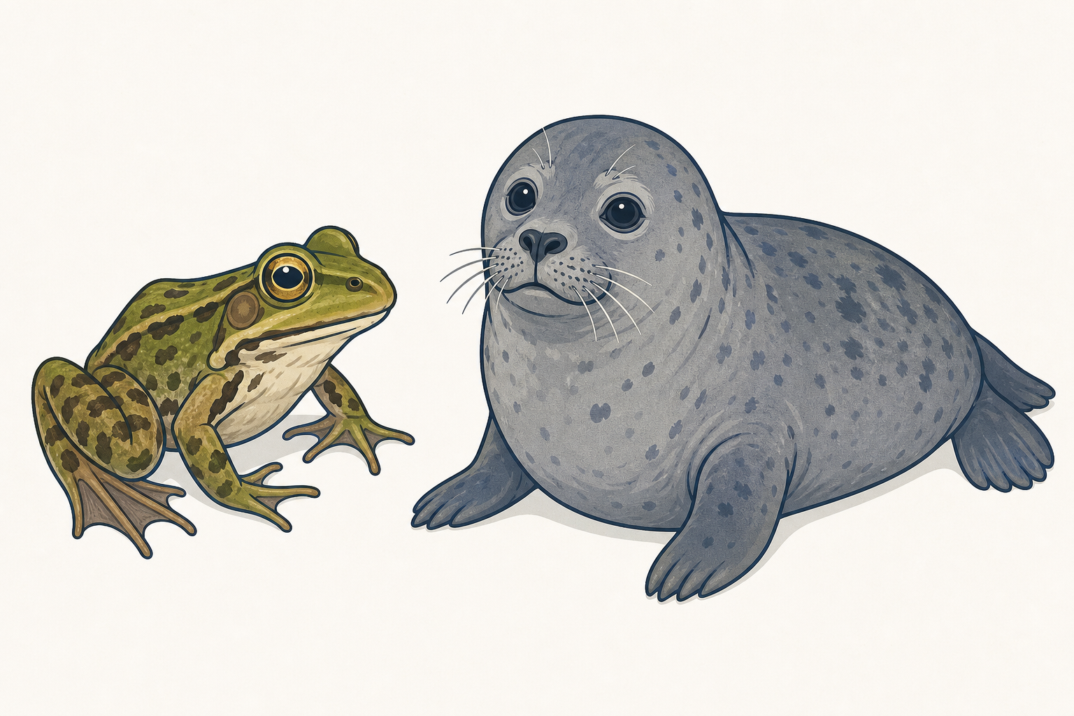 The two animals of the lesson side by side for close body comparison