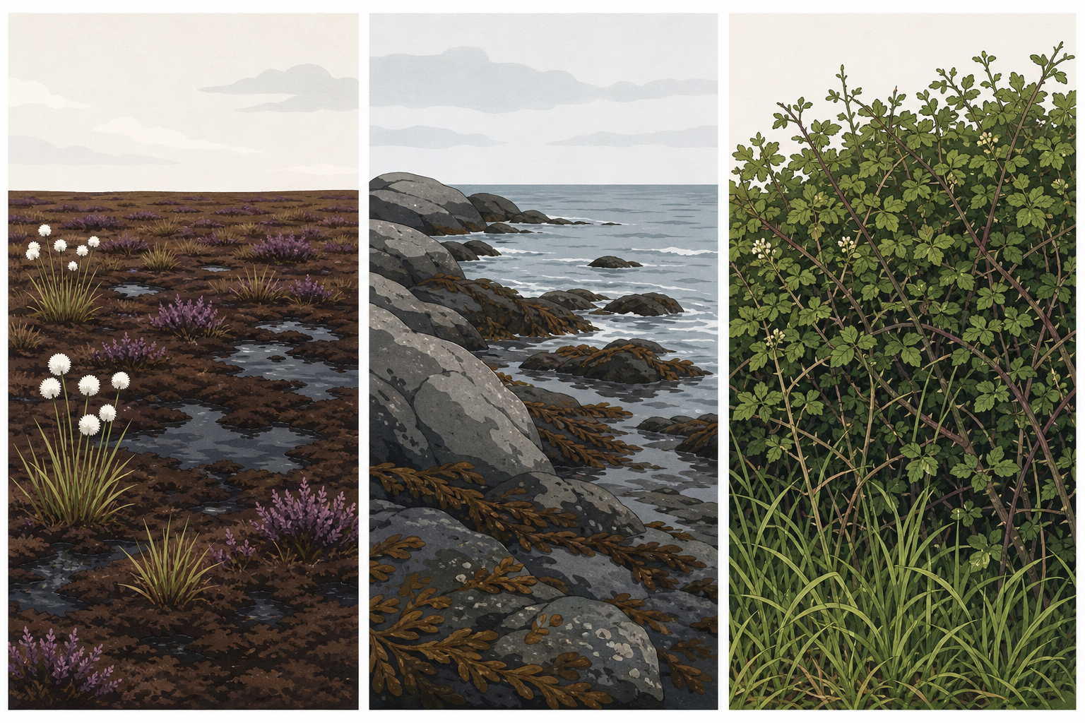 The three Irish habitats the cards must be sorted into