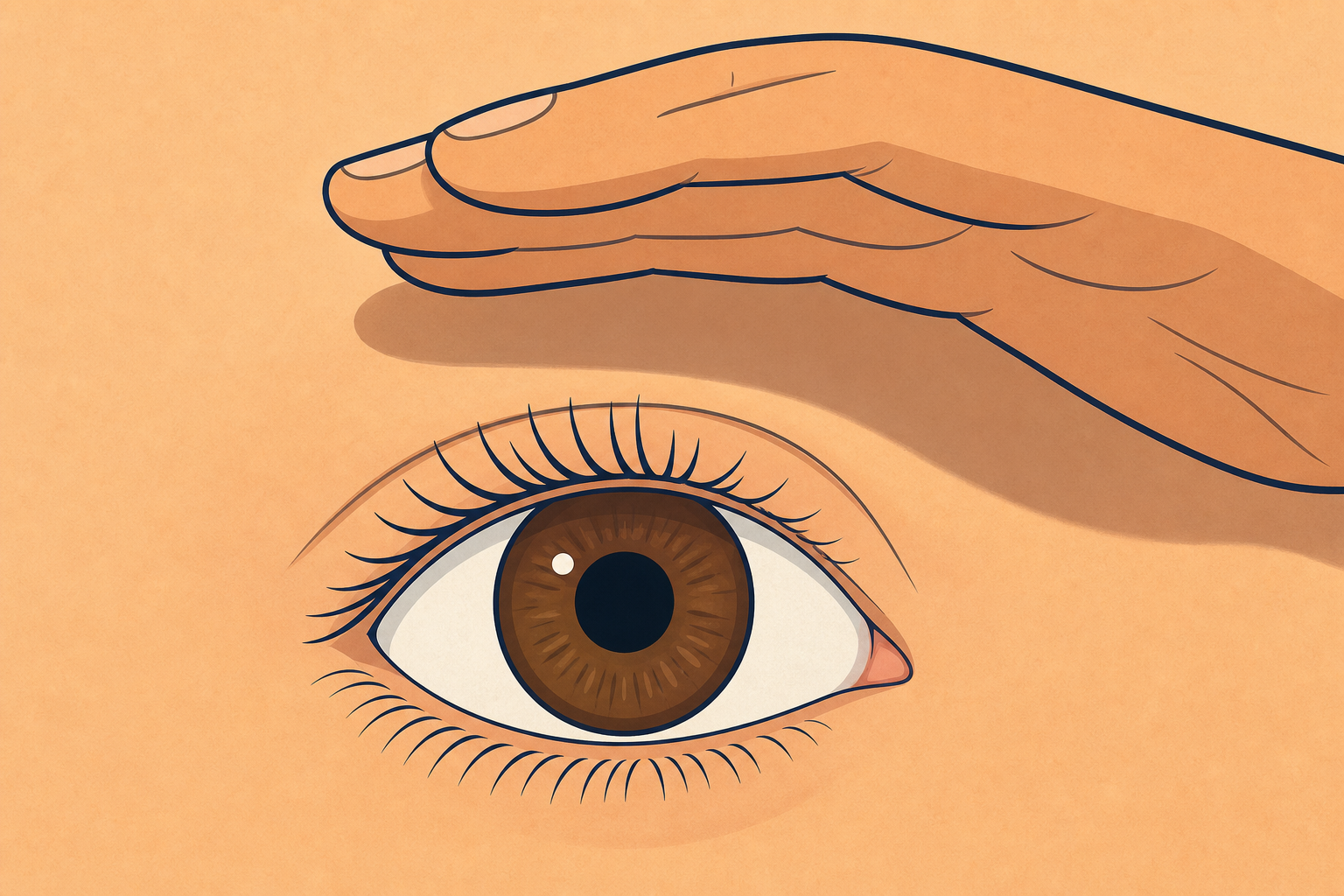 How a hand shades a partner's eye without touching