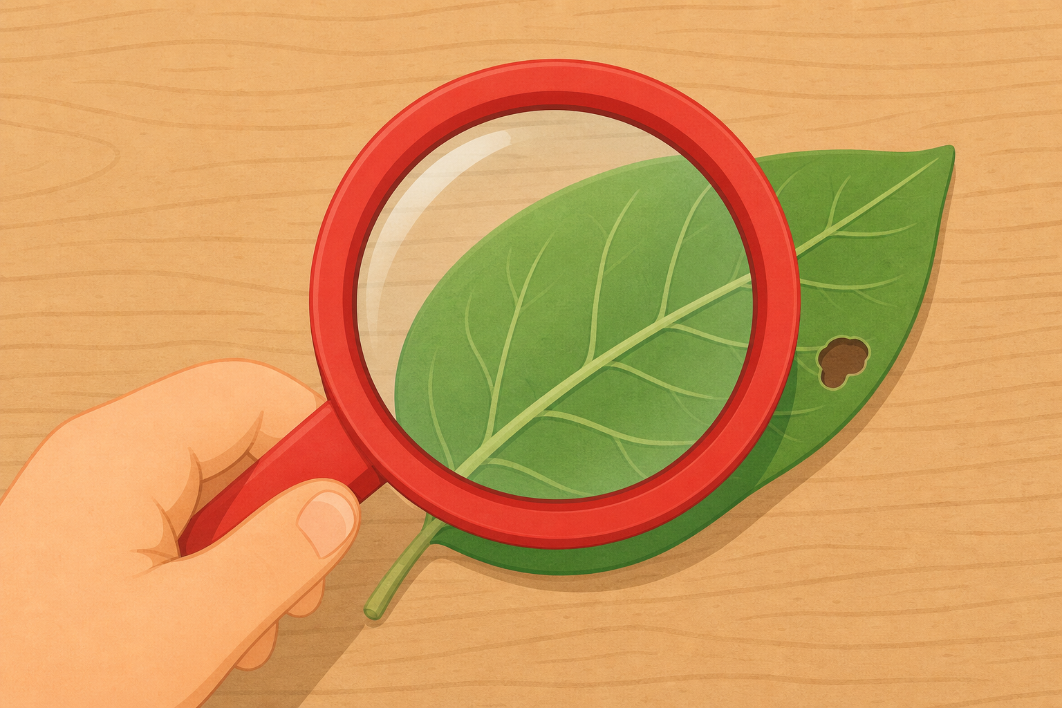 Correct use: magnifier held near the find