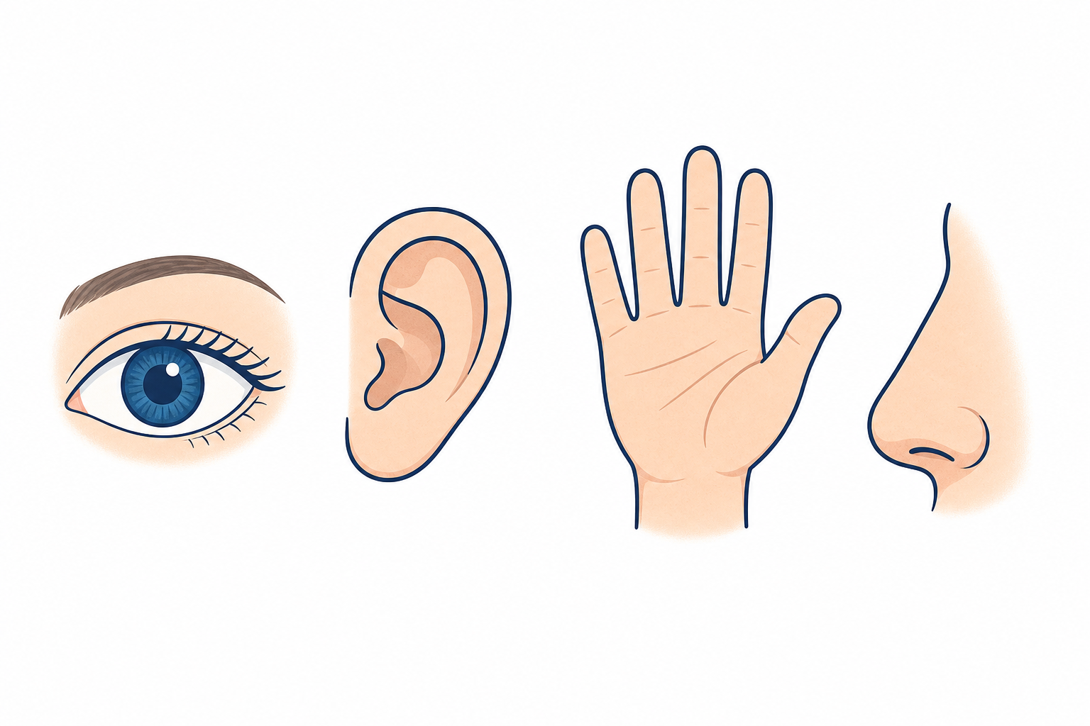 The eye, ear, hand and nose pictures children point to