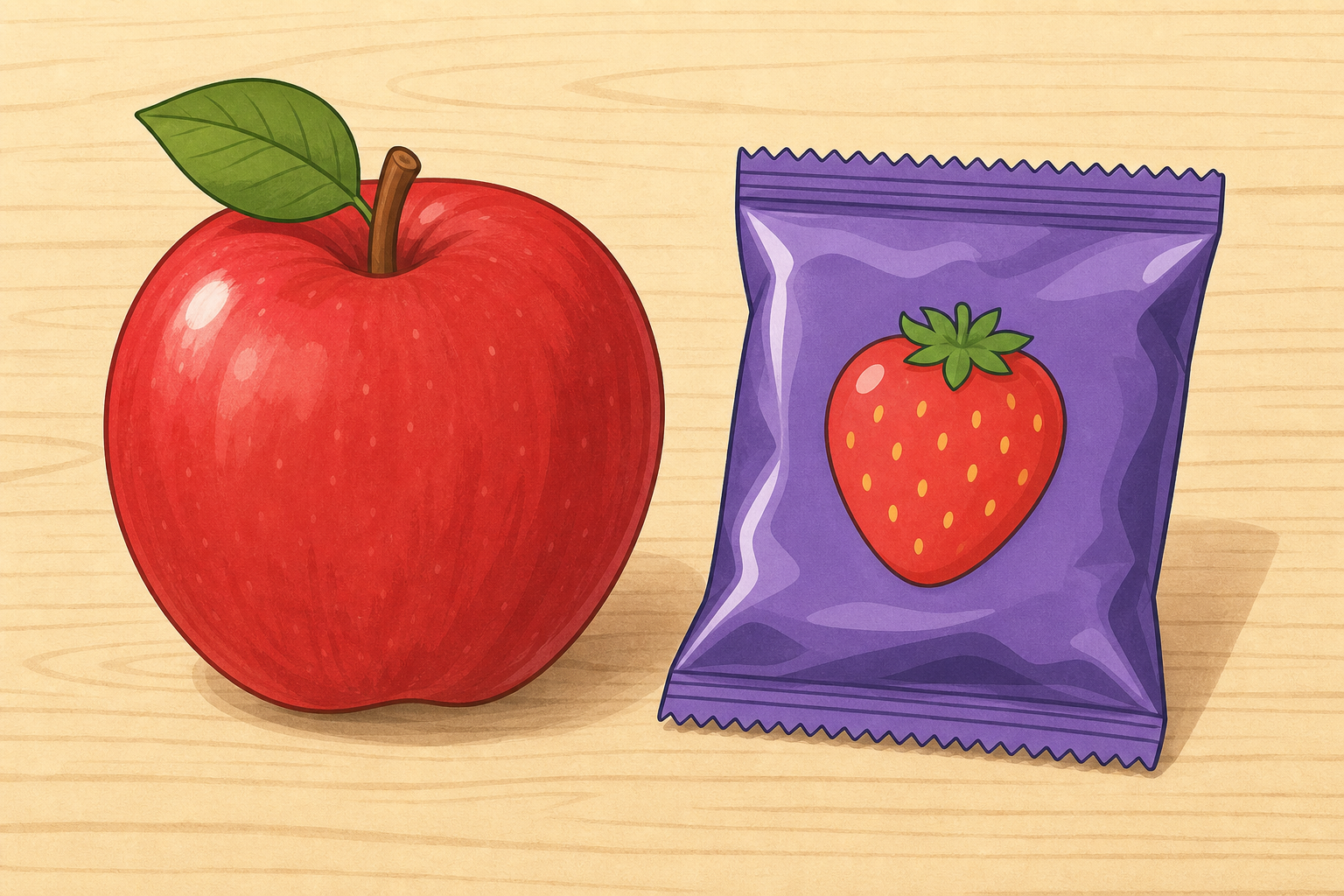 The two opening foods side by side, real subject of the lesson