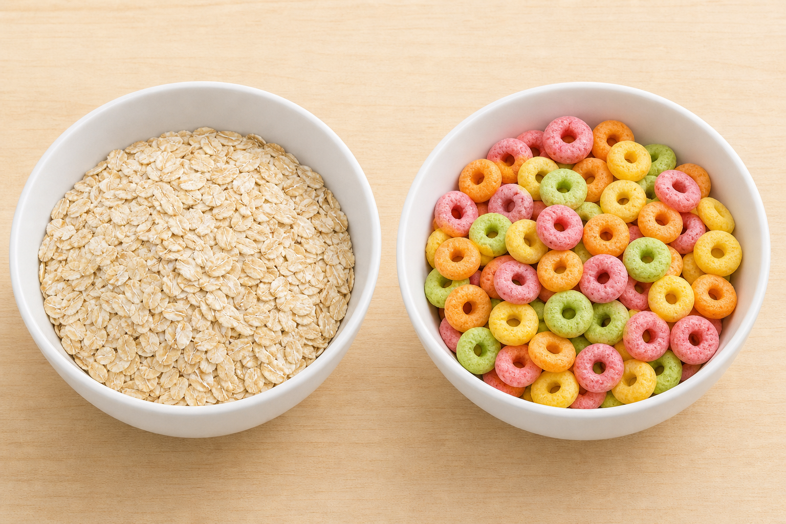 Whole food beside ultra-processed food: oats versus coloured cereal