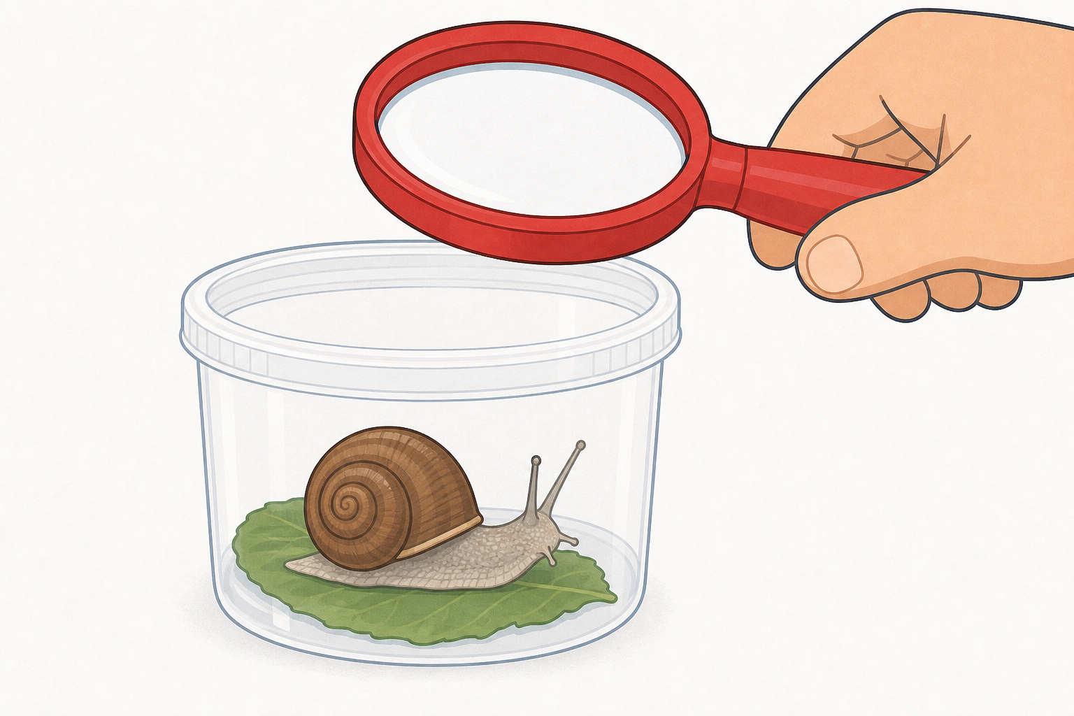 Pot held still with magnifier above, showing correct handling