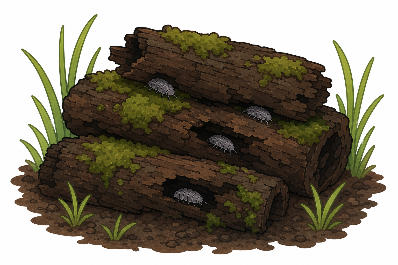 A damp log pile as a woodlouse habitat, the lesson's worked example