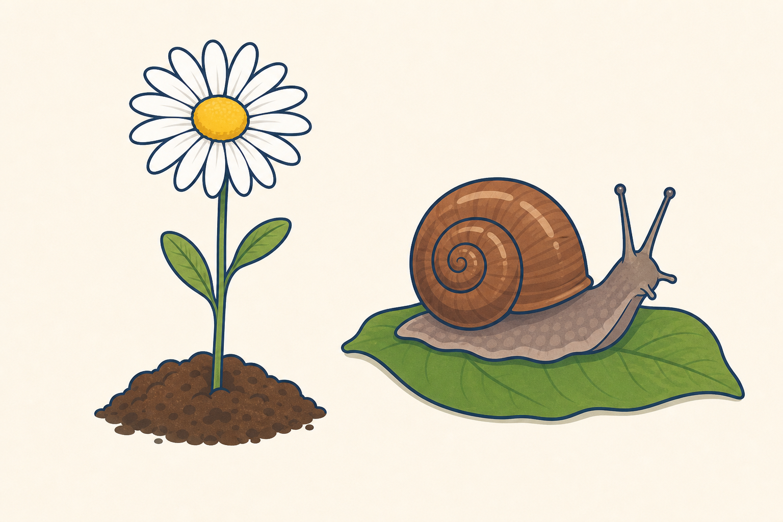 The two living things the lesson sorts, shown plainly side by side