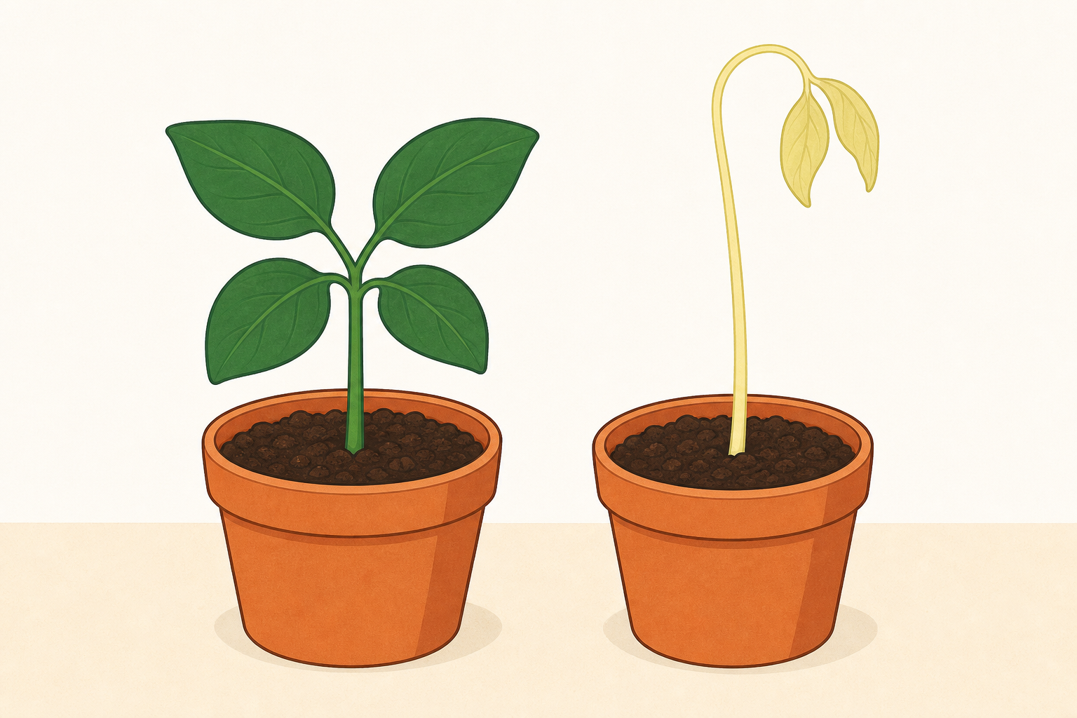 The two contrasting plants the whole lesson starts from, side by side