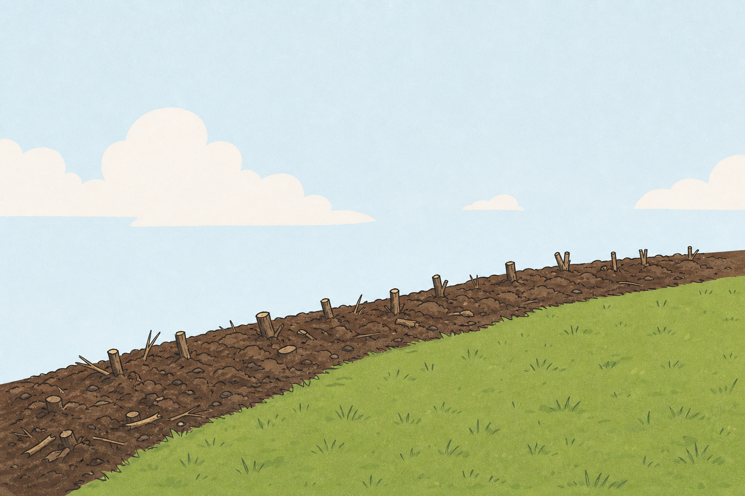 The same field edge after removal, for before-and-after comparison