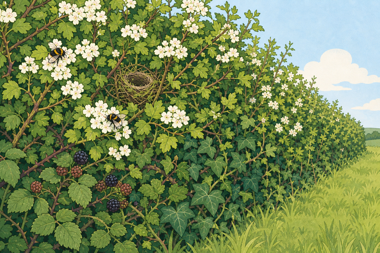 Living things that feed and shelter in the hedge, for tracing links