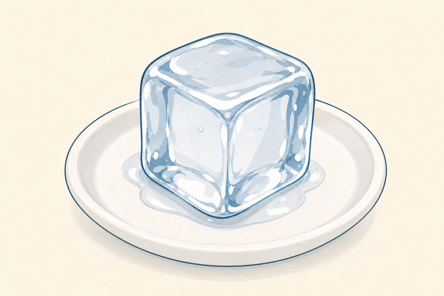 The ice cube itself, close and plain, to open the lesson