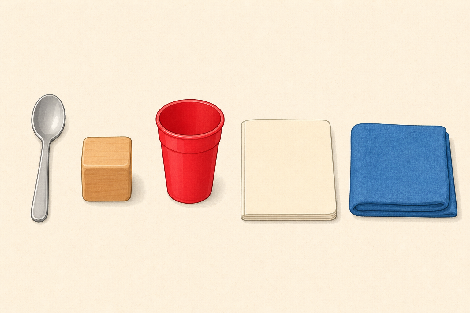 One everyday object for each material the class will name