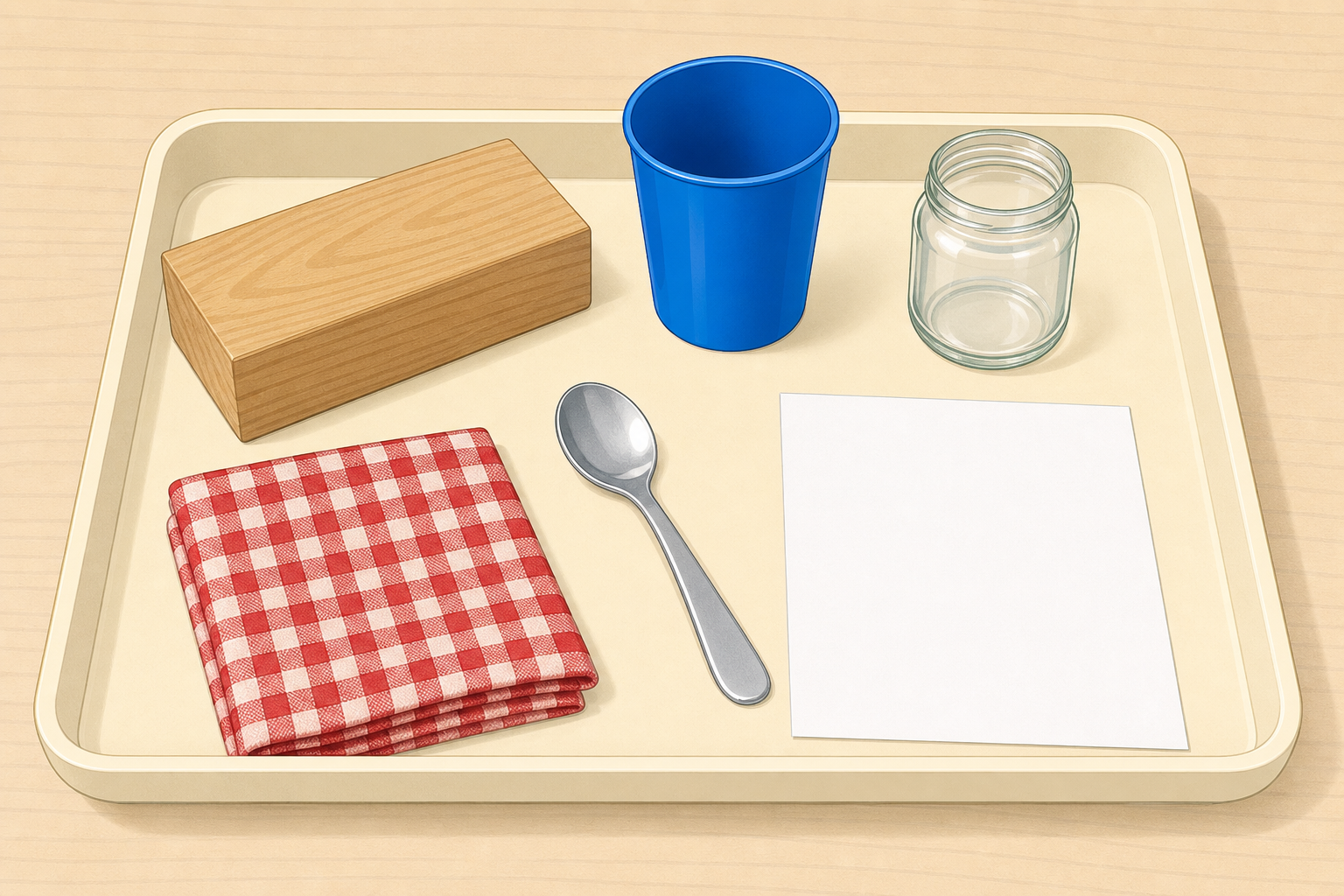 The sharing tray holding the class finds for close looking