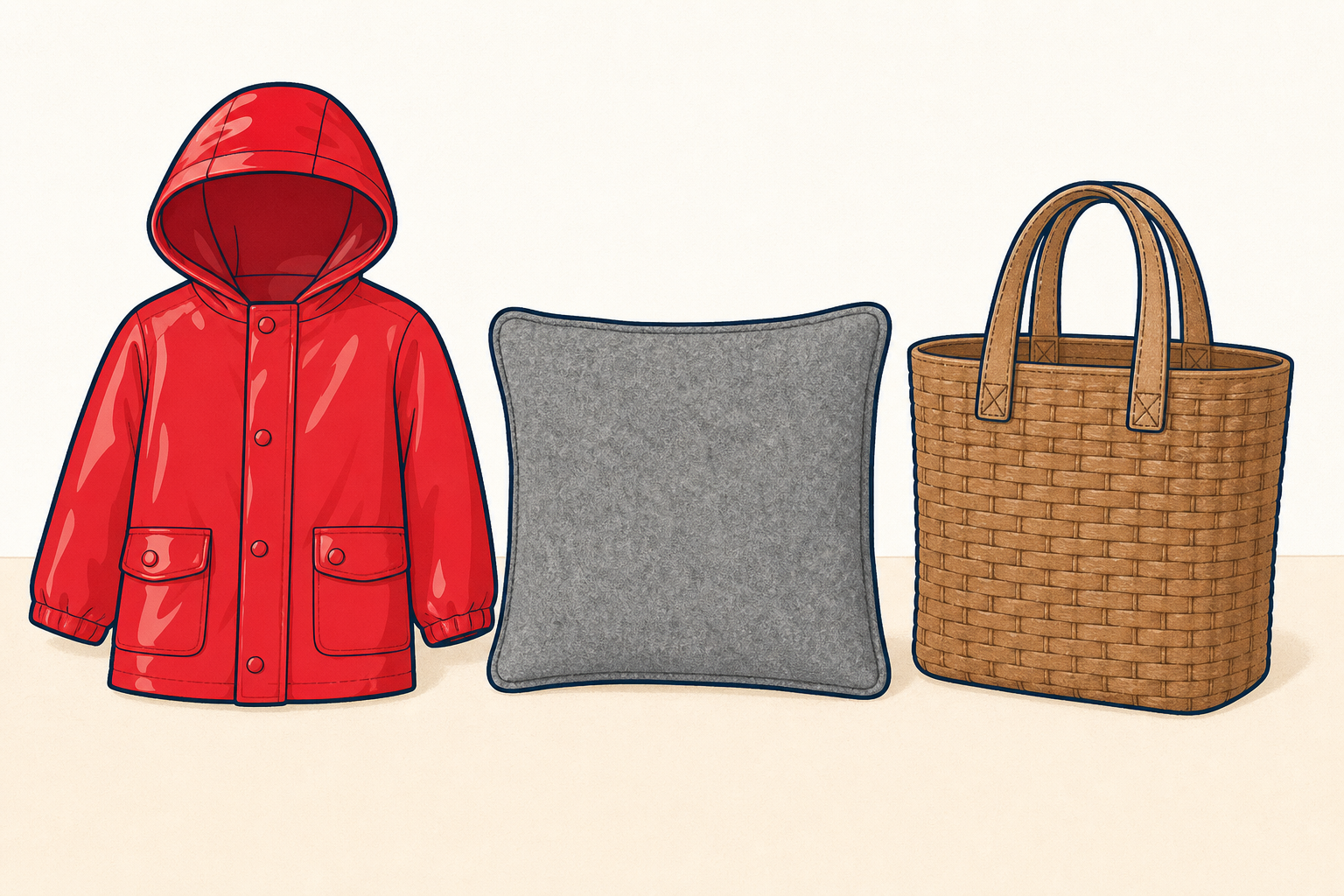 The three everyday objects the class discusses, shown plainly and close