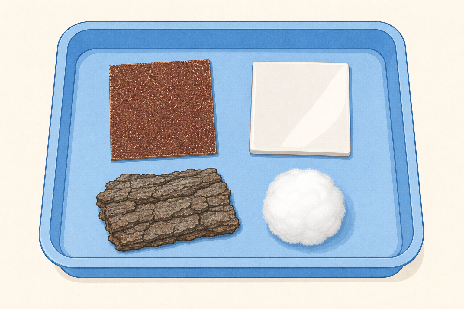 The materials tray pieces children will stroke and look at