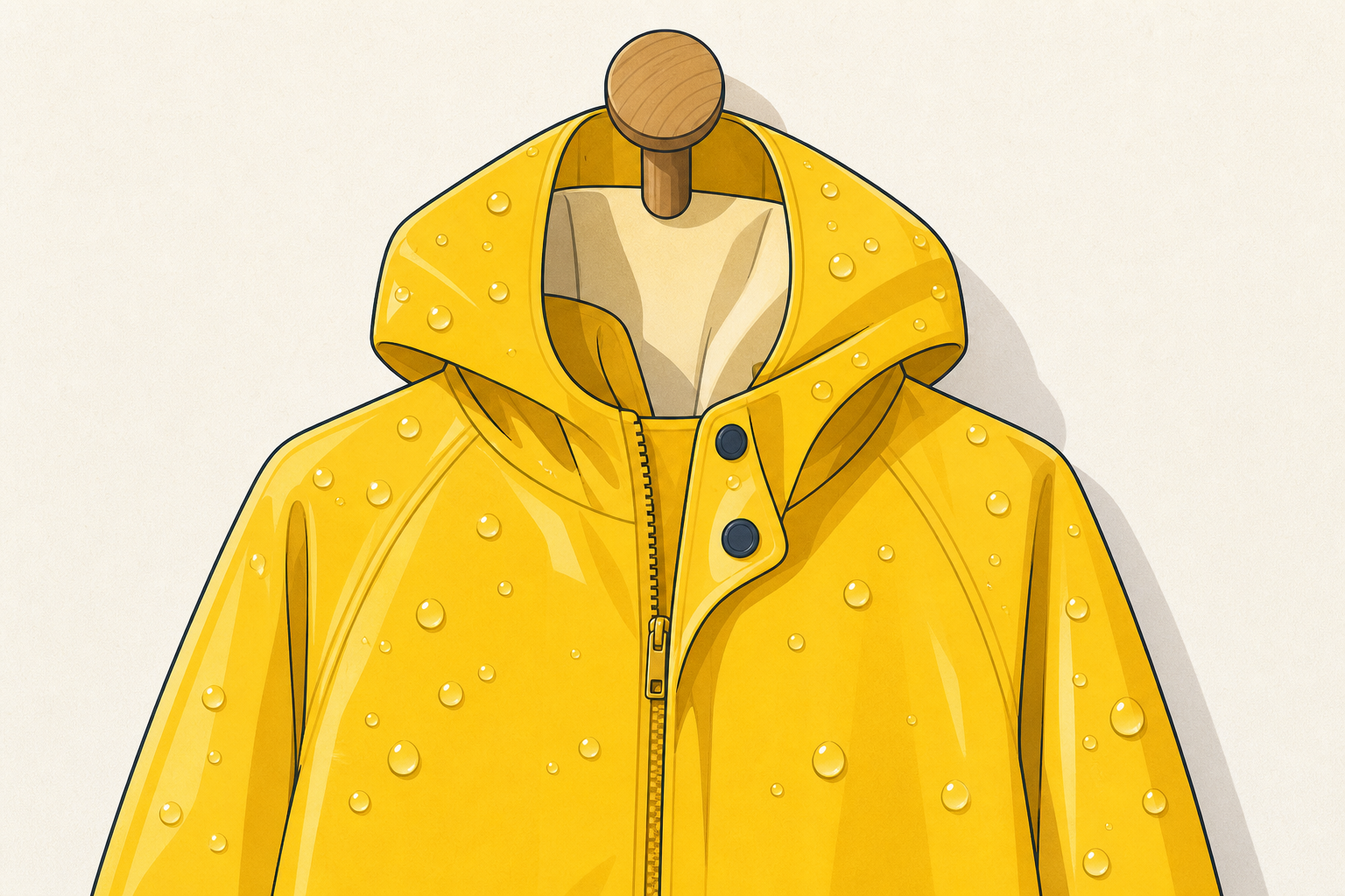Waterproof coat with rain beading on it, the real subject of the lesson