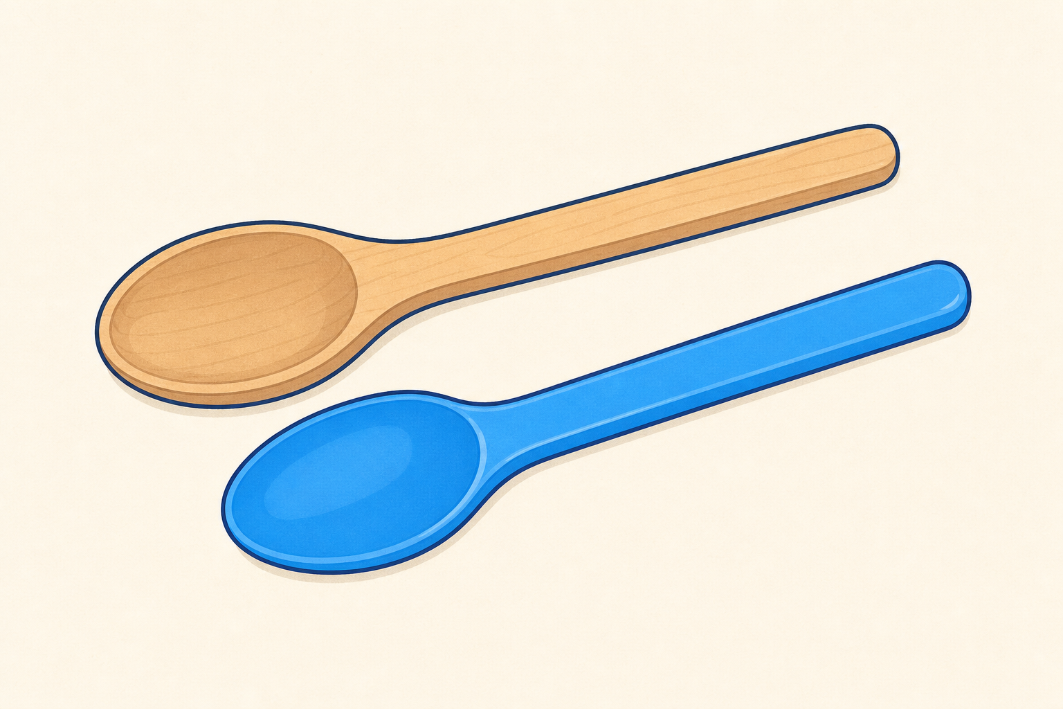 The two spoons the lesson opens with, side by side and close up