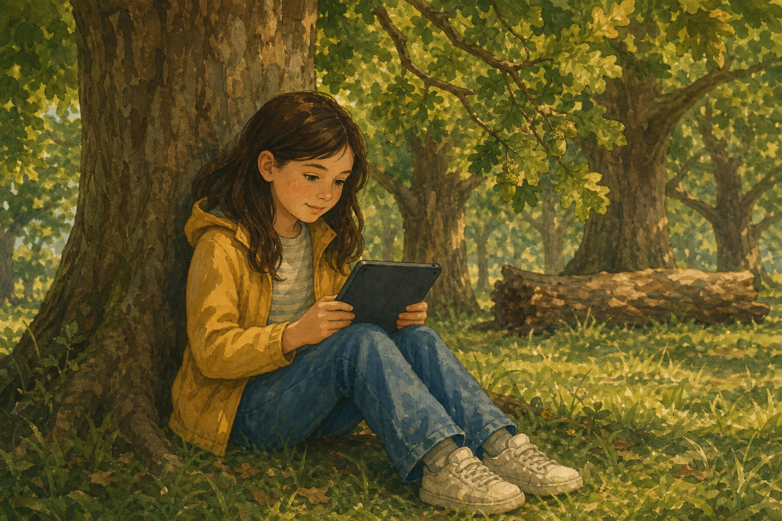 Illustration for An oak grove with a bolt-on